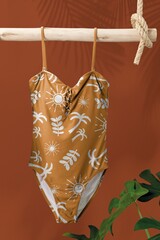Swimsuit, tropical patterned swimwear, women’s summer fashion