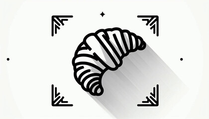 Simple croissant logo icon with frame embellishments