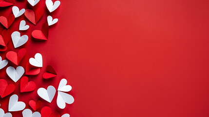 Heart Shaped Paper with Red and White Color on Red Background