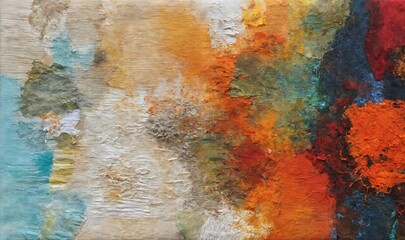 Abstract painting with mixed media sponging on canvas. Contemporary painting. Modern poster for wall decoration