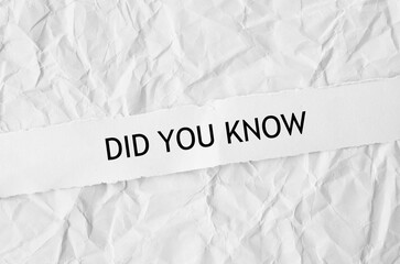 did you know