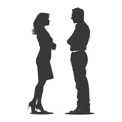 silhouette boss shouts at women employee full body black color only