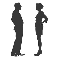 silhouette boss shouts at women employee full body black color only
