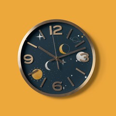 Galaxy round clock, realistic wall decoration design