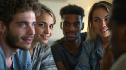 Obraz premium Despite the tight quarters the group feels a sense of closeness and support as they share their thoughts and feelings..