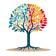 Abstract contrast tree illustration. Transparent background PNG