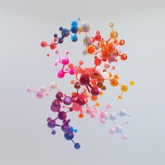 3D rendering of a colorful, abstract, molecular structure