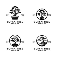 Bonsai logo icon design vector illustration