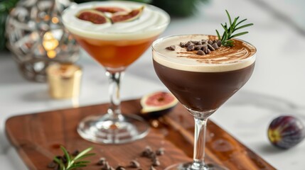 A decadent dessert course paired with specialty mocktails such as a rich chocolate martini with creamy coconut foam or a fig and rosemary fizz.