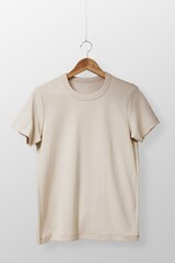 Blank beige t-shirt, simple apparel in unisex design