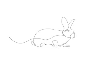 Continuous line drawing of rabbit. One line of bunny. Easter rabbit concept continuous line art. Editable outline.