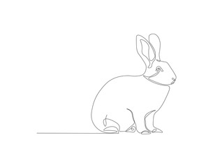 Continuous line drawing of rabbit. One line of bunny. Easter rabbit concept continuous line art. Editable outline.