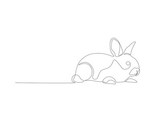 Continuous line drawing of rabbit. One line of bunny. Easter rabbit concept continuous line art. Editable outline.