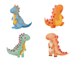 Cute Colorful Dinosaur Watercolor Set
