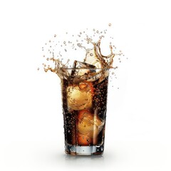 glass of cola on white background