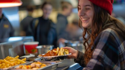 A student enjoys a plate of food from the snack bar filled with tasty and alcoholfree options.