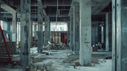 Fototapeta na wymiar concrete construction, inside the building during construction