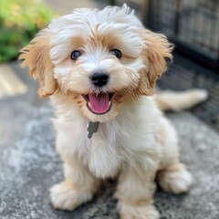 happy energetic puppy, sitting