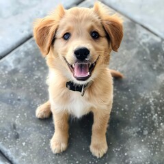 happy energetic puppy, sitting