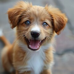 happy energetic puppy, sitting