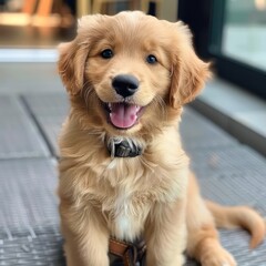 happy energetic puppy, sitting