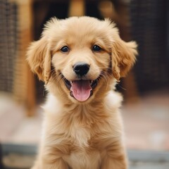 happy energetic puppy, sitting