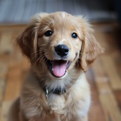 happy energetic puppy, sitting
