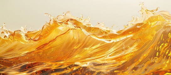yellow golden liquid swell on white background