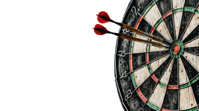 Bullseye with darts stuck in the center