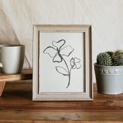 Aesthetic flower artwork in frame, home decor