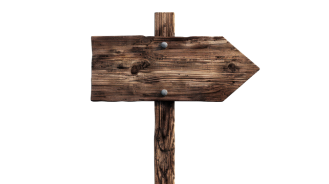Brown wooden sign for direction