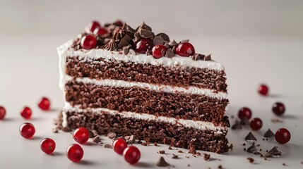 black forest cake on white background