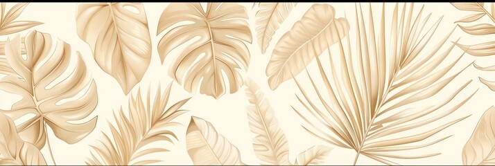 botanical wall art, tropical foliage line art design