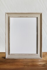 Empty aesthetic frame, home decor on shelf