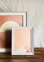 Fototapeta premium Retrofuturism artwork in frame, aesthetic home decor