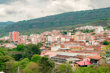 landscape of the city of San Gil, Santander, Colombia from the mountains