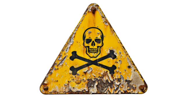 Danger sign with skull and cross bones