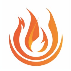fire flame round logo design illustration