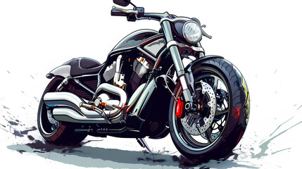 black motorbike, beautiful, cool, vector, cartoon style