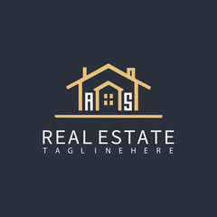 AS monogram logo for real estate with home shape creative design.