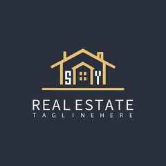SY monogram logo for real estate with home shape creative design.