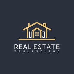 UJ monogram logo for real estate with home shape creative design.