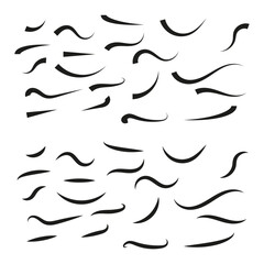 Assorted abstract swoosh designs. Dynamic curve elements for decoration and motion concepts. Vector illustration. EPS 10.