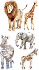 Majestic Savanna Safari Animal Set with Lion, Hippopotamus, Giraffe, and Elephant