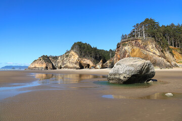 Hug Point Beach, Oregon - The beautiful beach where the stagecoaches needed to hug the cliffs at...