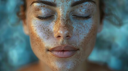 Mindfulness practice, close-up on a serene face in meditation, tranquility in the midst of chaos