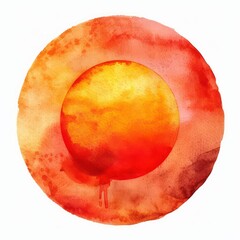 Obraz premium sun watercolor stains, orange red yellow circle, flaming crown