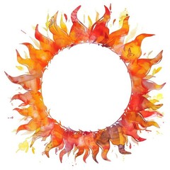 sun watercolor stains, orange red yellow circle, flaming crown
