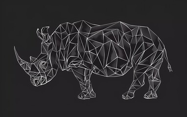 Vector rhinoceros illustration. Polygon shape line art.