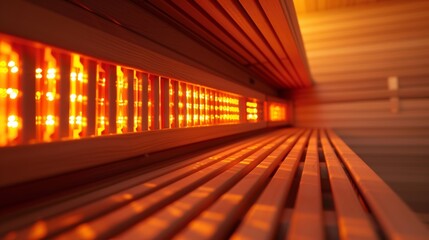 Closeup of an infrared sauna known for its effectiveness in treating psoriasis..